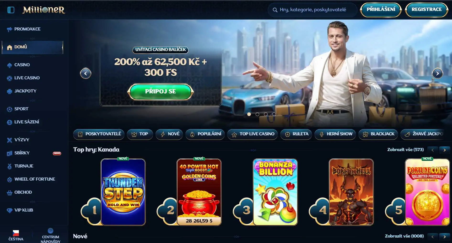 Millioner casino screen