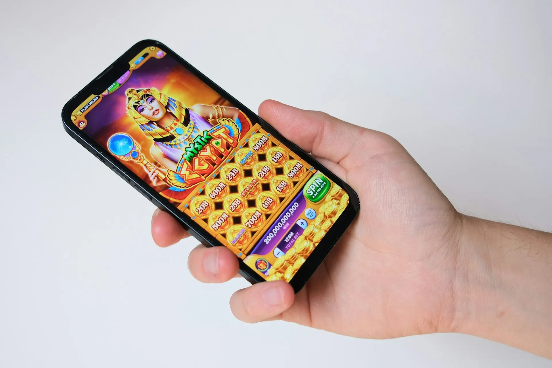 Phone with an egyptian-themed game